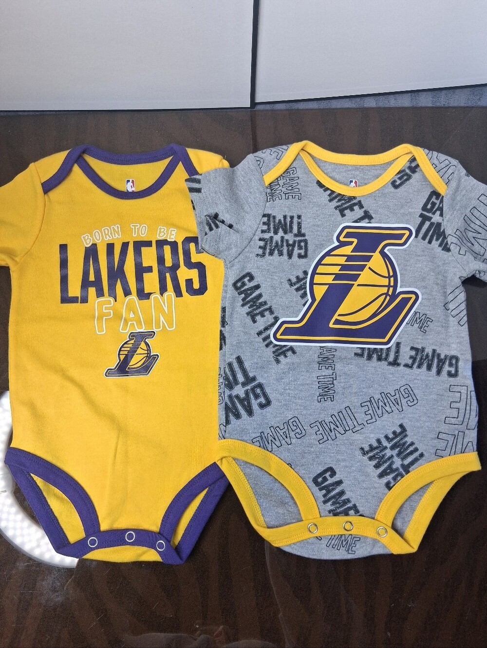 NBA Los Angeles Lakers Baby Bodysuit Set - Yellow & Gray